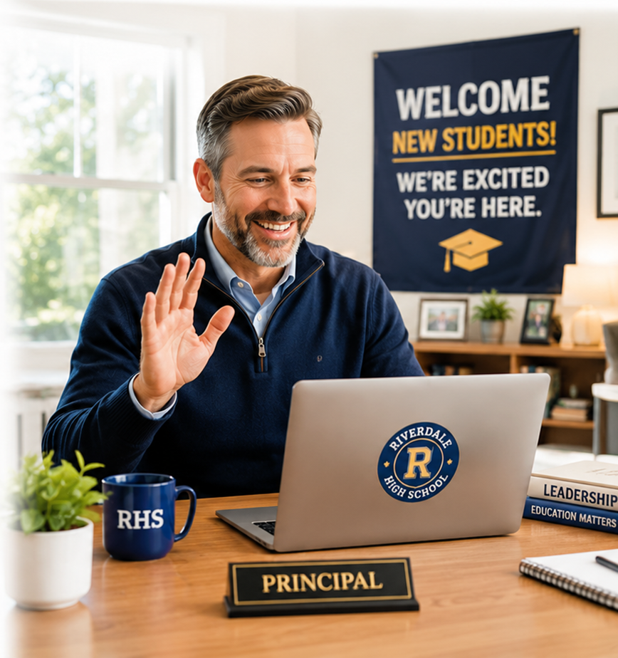 Educator sending a personalized welcome video to students