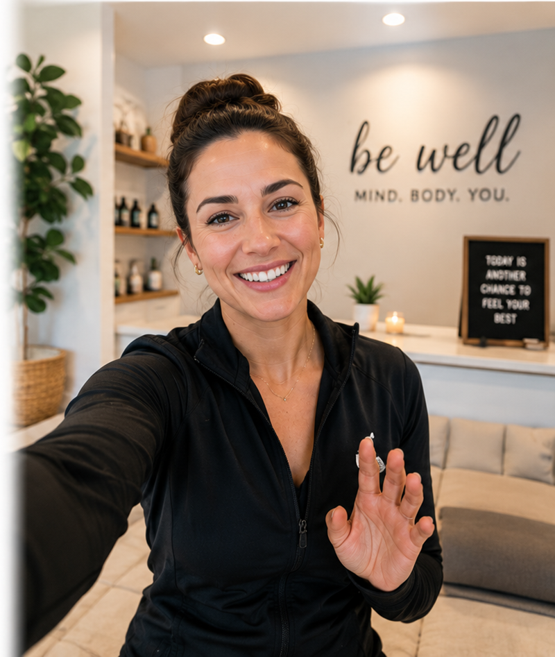 Wellness professional sending a personalized welcome video to a client